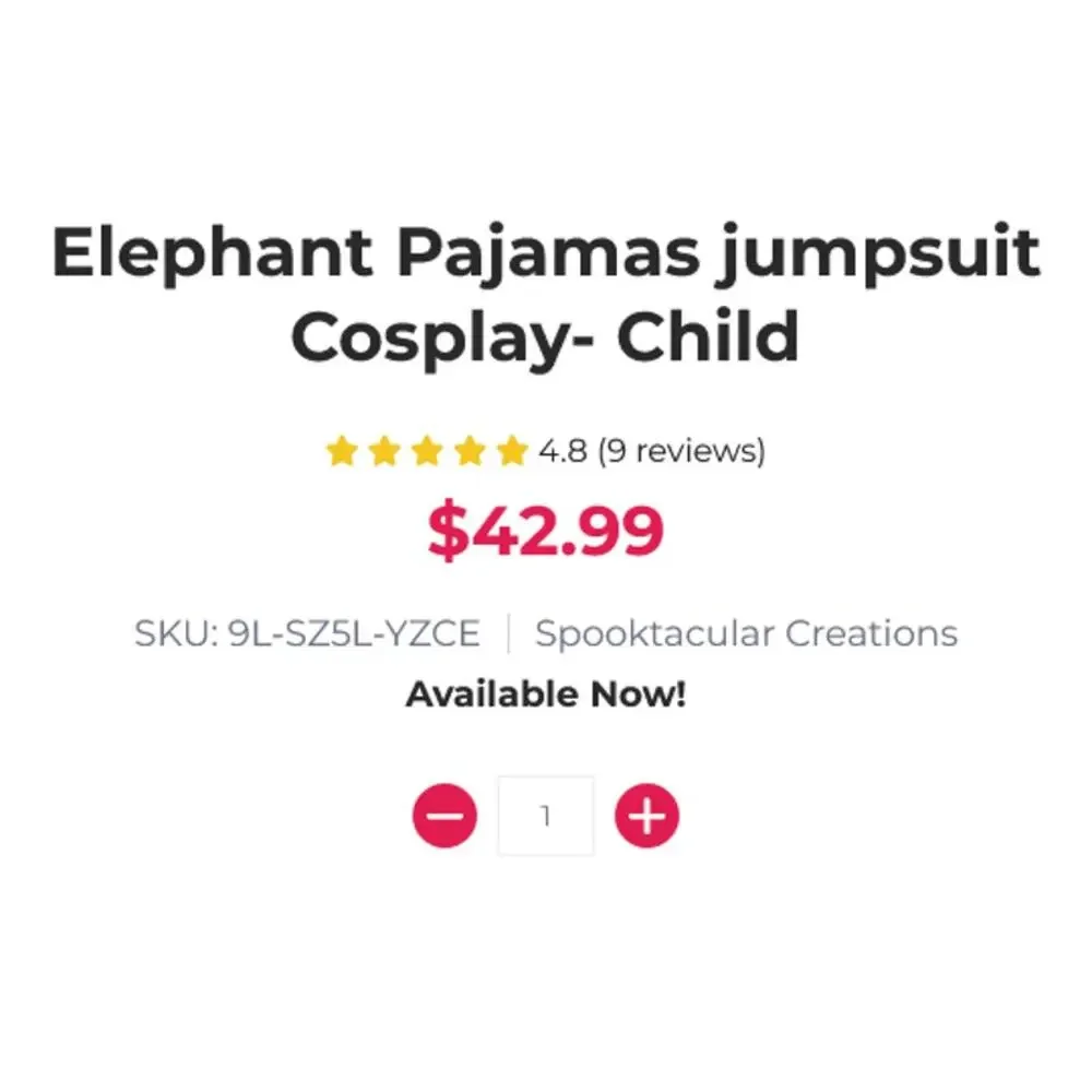 Spooktacular Grey Elephant Jumpsuit Costume S